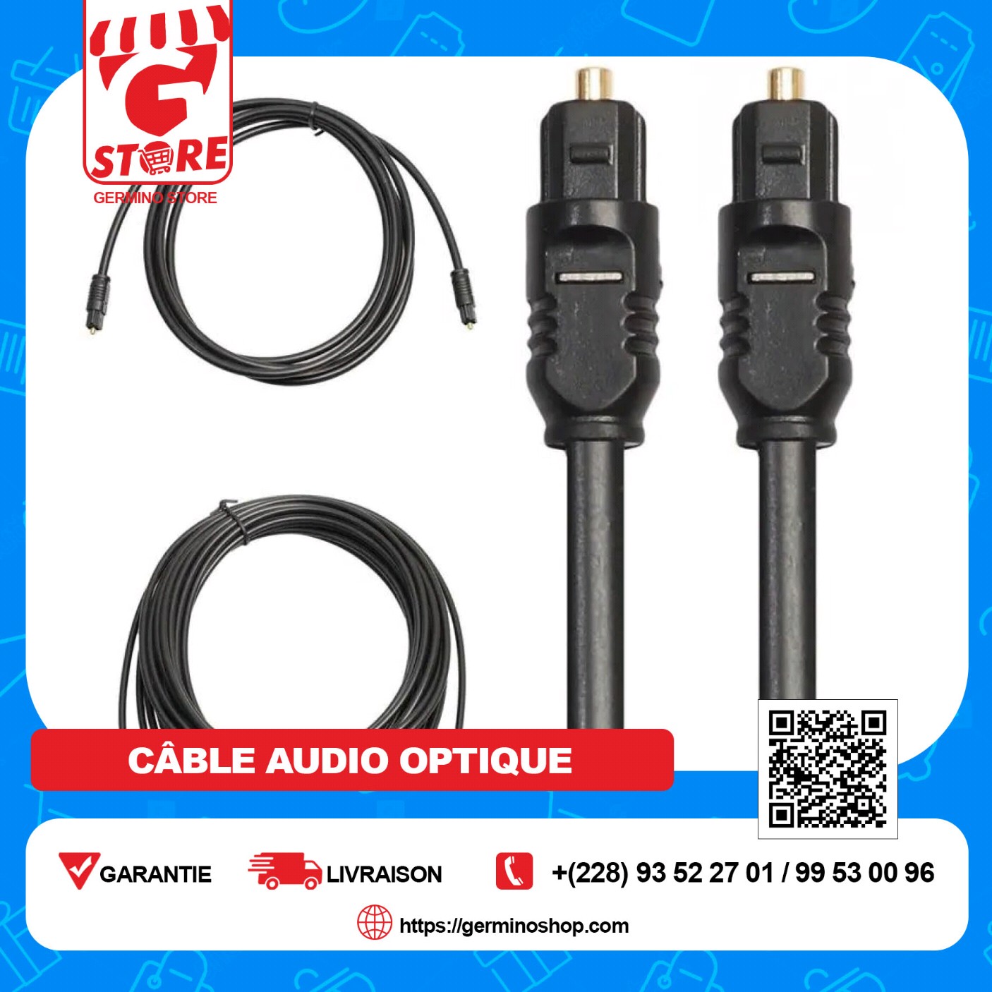Cable optique Digital Audio câble 2 mètres
